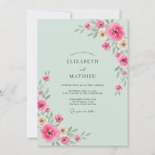 Mint Green Lively Spring Wedding Invitation