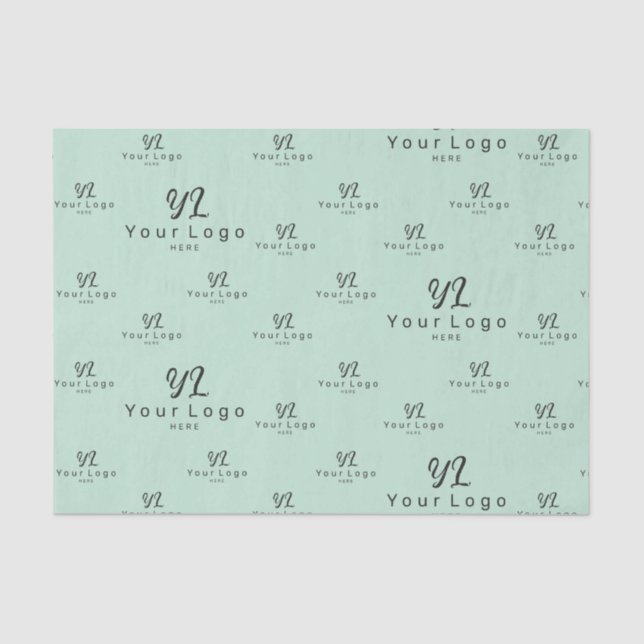 Mint Green Logo pattern Business Brand Packaging Tissue Paper (Front)