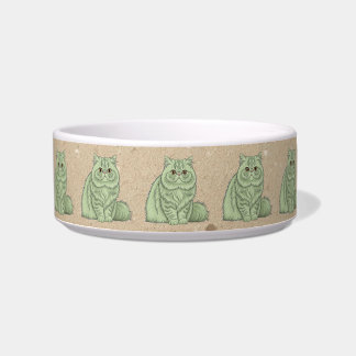 Mint Green Longhair Persian Cat Ceramic Pet Bowl