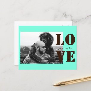 Mint Green Love You More valentines Day Postcard
