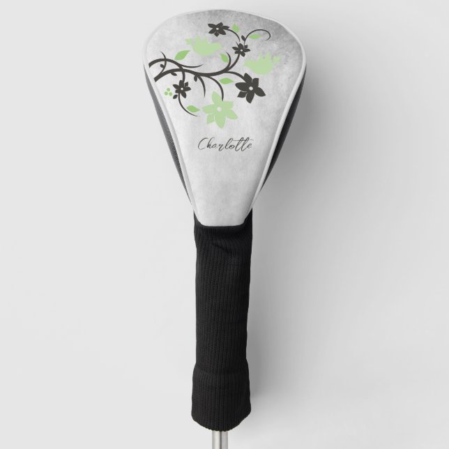 Mint Green Lovebirds Golf Head Cover (Front)