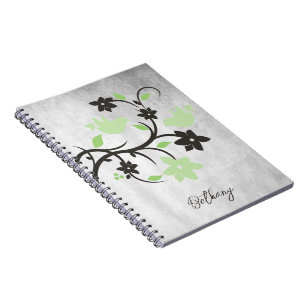 Mint Green Lovebirds Personalised Notebook