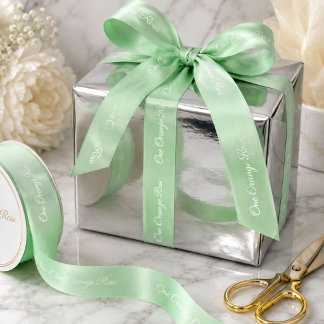 Mint Green Marketing Branding Branded Company Name Satin Ribbon