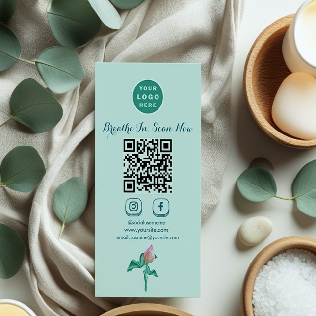 Mint Green Marketing Luxury Branding, Social Media Business Card (This perfect mint business card  is a small treasure to gift your customers!)