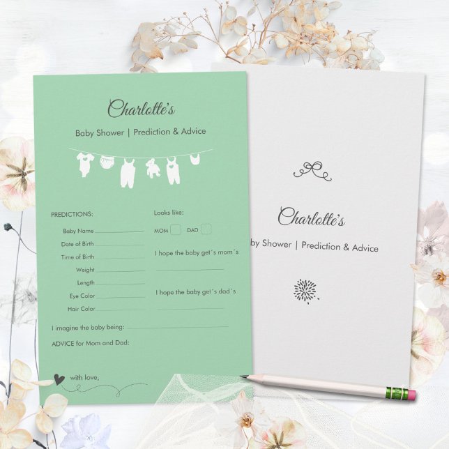Mint Green Minimalist Baby Shower Predictions Game (Mint Green Minimalist Baby Shower Predictions Game ©Susanne Sachers - Sunny Mind 🌞)