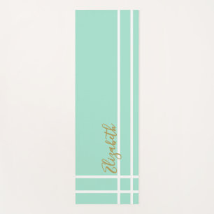Mint green minimalist custom name ladies modern yoga mat