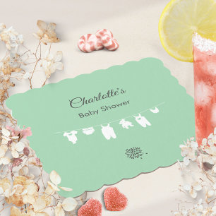Mint Green Minimalist Gender Neutral Baby Shower Paper Coaster