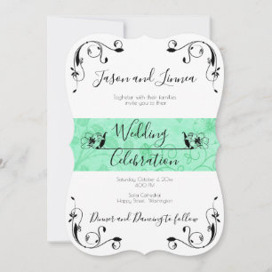 Mint Green Minimalist Greenery Victorian Elegant Invitation