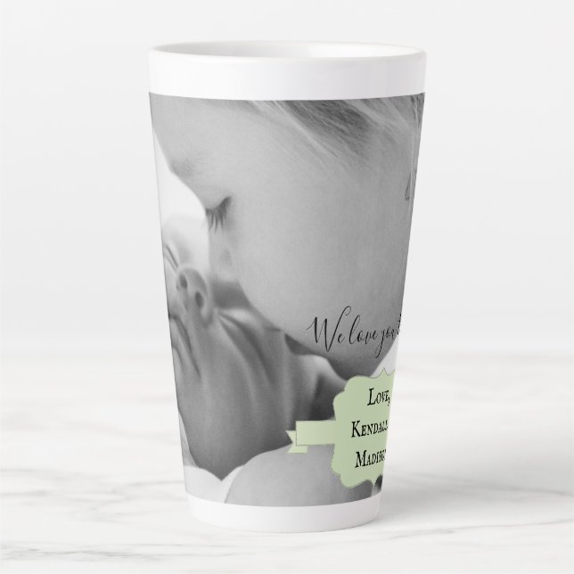 Mint Green Minimalist Photo Mother's Day Latte Mug (Front)