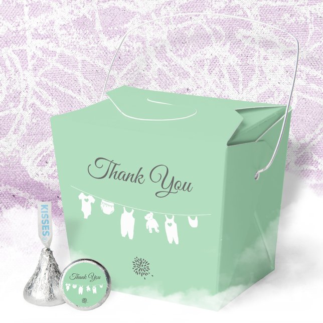 Mint Green Modern Gender Neutral Baby Shower Favour Box (Minimalist Mint Green Gender Neutral Baby Shower Favor Boxes ©Susanne Sachers - Sunny Mind Design 🌞)