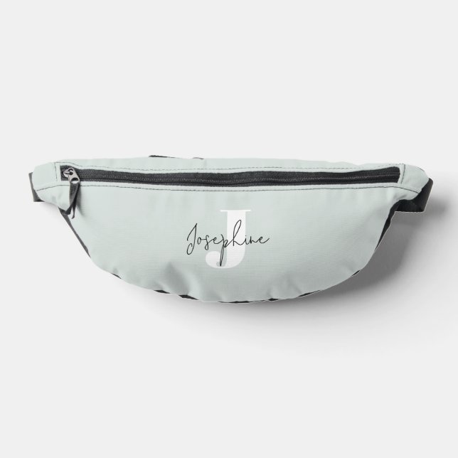 Mint Green Modern Minimalist Monogrammed Bum Bags (Lay Down)