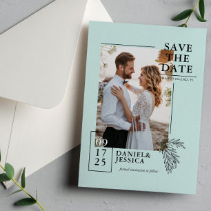 Mint Green Modern Photo Wedding Save The Date