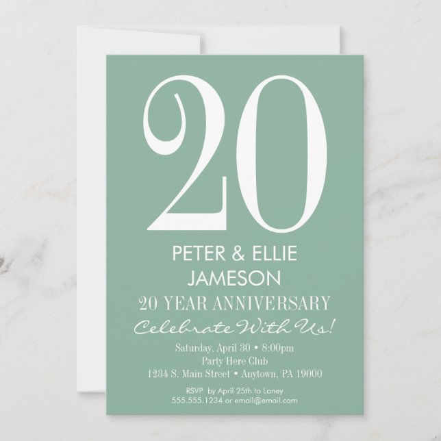 Mint Green Modern Simple Anniversary Invitations (Front)