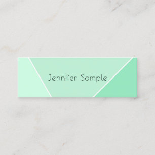Mint Green Modern Simple Design Elegant Template Mini Business Card