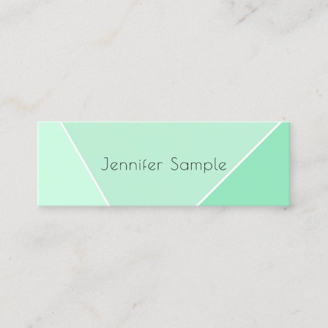 Mint Green Modern Simple Design Elegant Template Mini Business Card (Front)