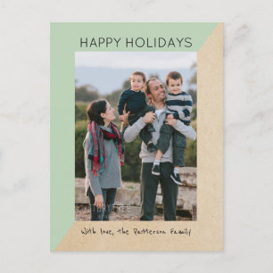 Mint Green Modern Slant Holiday Photo Postcard