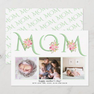 Mint green MOM typography photo Mothers Day Holiday Card