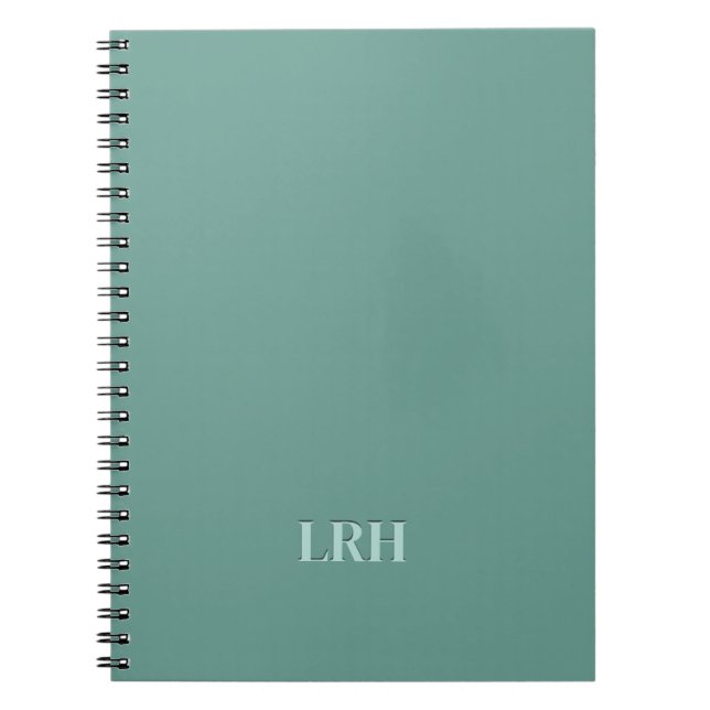 Mint Green Monochrome Chic Initial Monogram  Notebook (Front)