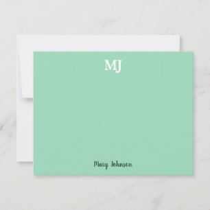 Mint Green Monogram 2 two letter Initials Modern Card