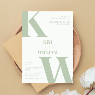 Mint Green Monogram Wedding Invitation