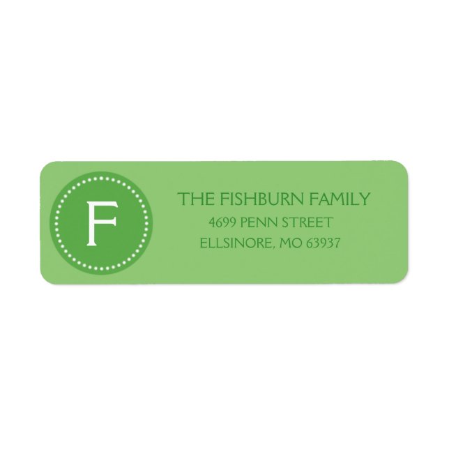 Mint Green Muted Monogram Custom Monogrammed Return Address Label (Front)
