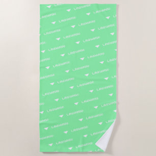 Mint Green Name Pattern Summer Vibes Beach Towel