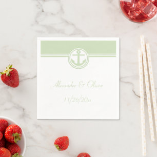 Mint Green Nautical Anchor Napkin