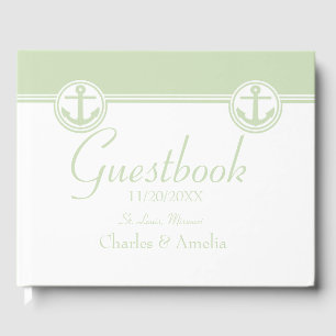 Mint Green Nautical Anchor Wedding Day Guestbook