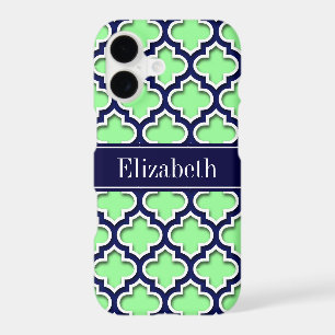 Mint Green, Navy Moroccan #5DS Navy Name Monogram