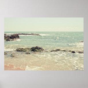 Mint Green Ocean Pastel Beach Photography Poster