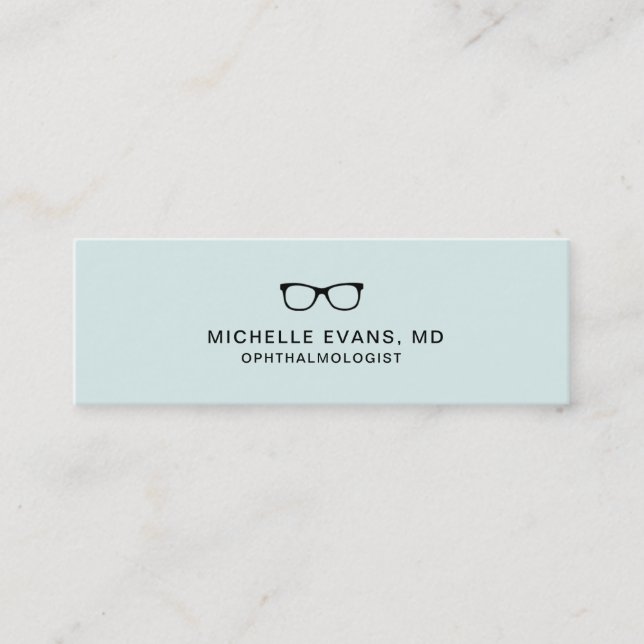 Mint Green Ophthalmologist Eyeglasses Logo Mini Business Card (Front)