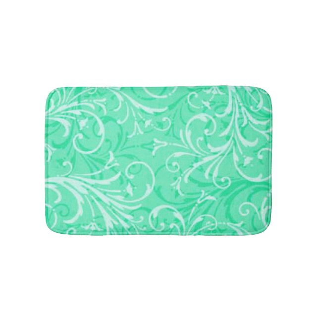 Mint Green Ornamental Bath Mat (Front)