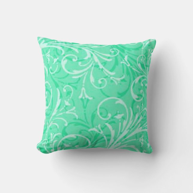 Mint Green Ornamental Reversible Pillow (Front)