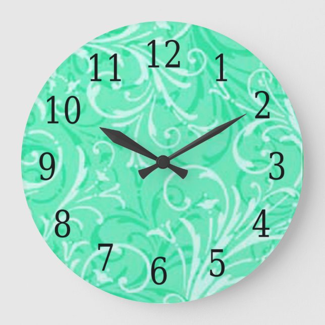 Mint Green Ornamental Round Clock (Front)