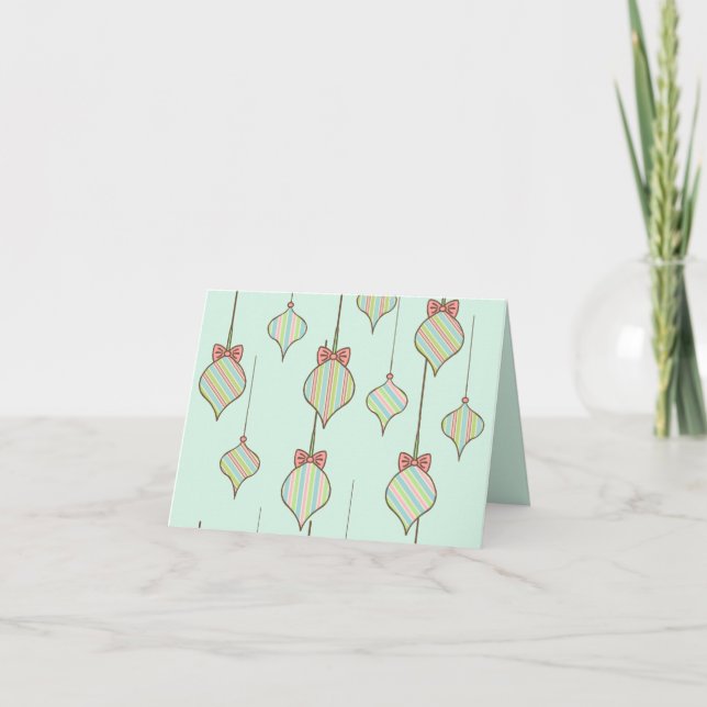 Mint Green Ornaments Holiday Card (Front)