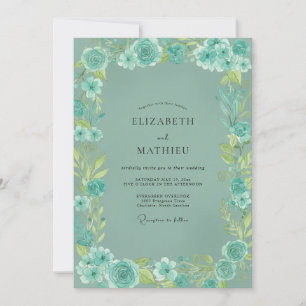 Mint Green Ornate Spring Wedding Invitation