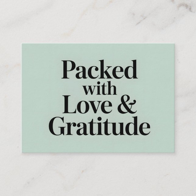 Mint Green Packed with Love & Gratitude Enclosure Card (Front)