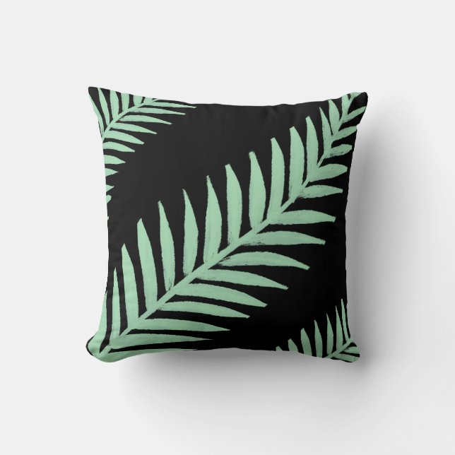 Mint Green Palm Cushion (Front)