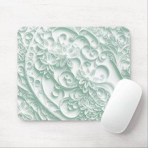 Mint Green Paper Quilling Daisy Design Mouse Pad
