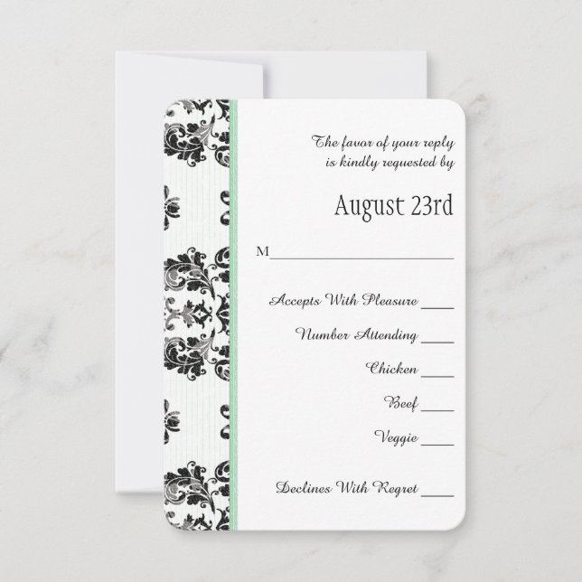 Mint Green Parisian Eiffel Tower RSVP Wedding Card (Front)