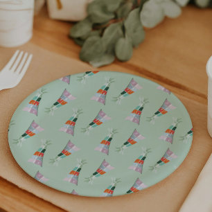 Mint Green Party Hat Birthday Paper Plate