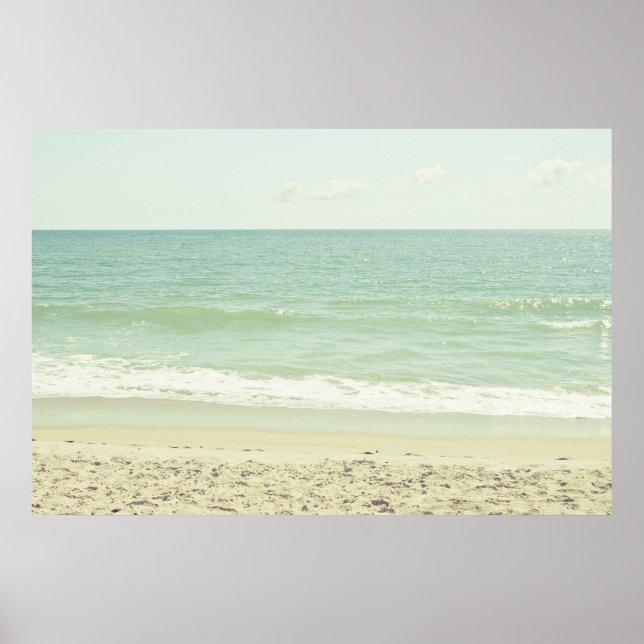 Mint Green Pastel Beach Photography Poster (Front)