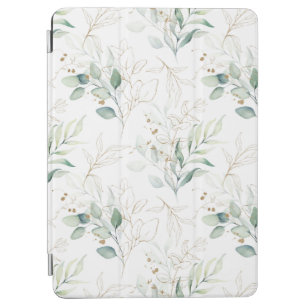 Mint Green Pastel Floral Greenery Pattern iPad Air Cover