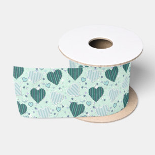 Mint Green Patchwork Hearts Satin Ribbon