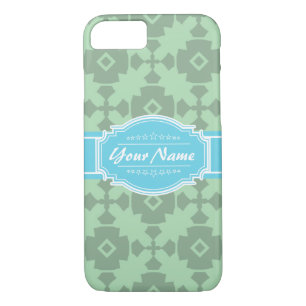 Mint Green pattern with Personalised Name iPhone 8/7 Case