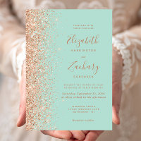 Mint Green Peach Glitter Wedding
