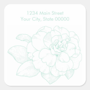 Mint Green Peony Envelope Seal Return Address