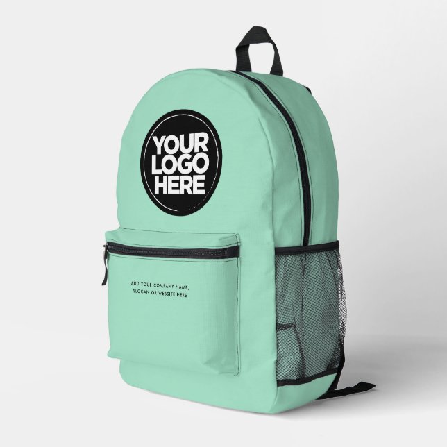 Mint Green | Personalised Corporate Logo and Text Printed Backpack (Back Corner Right)