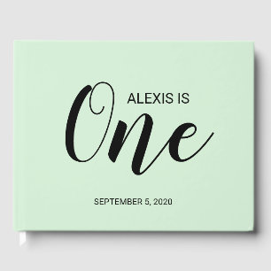 Mint Green Personalised First Birthday Guestbook