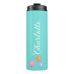 Mint Green Personalised Seashells  Thermal Tumbler